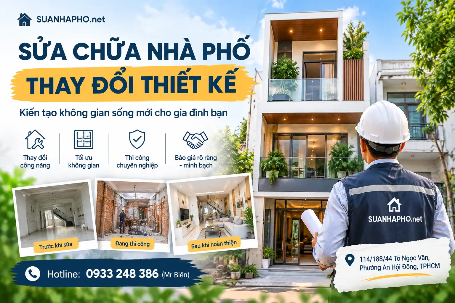 Sửa chữa nhà phố thay đổi thiết kế tại TPHCM
