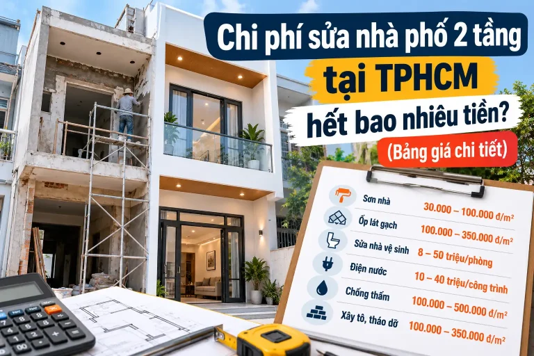 Chi phí sửa nhà phố 2 tầng tại TPHCM hết bao nhiêu tiền? (Bảng giá chi tiết)