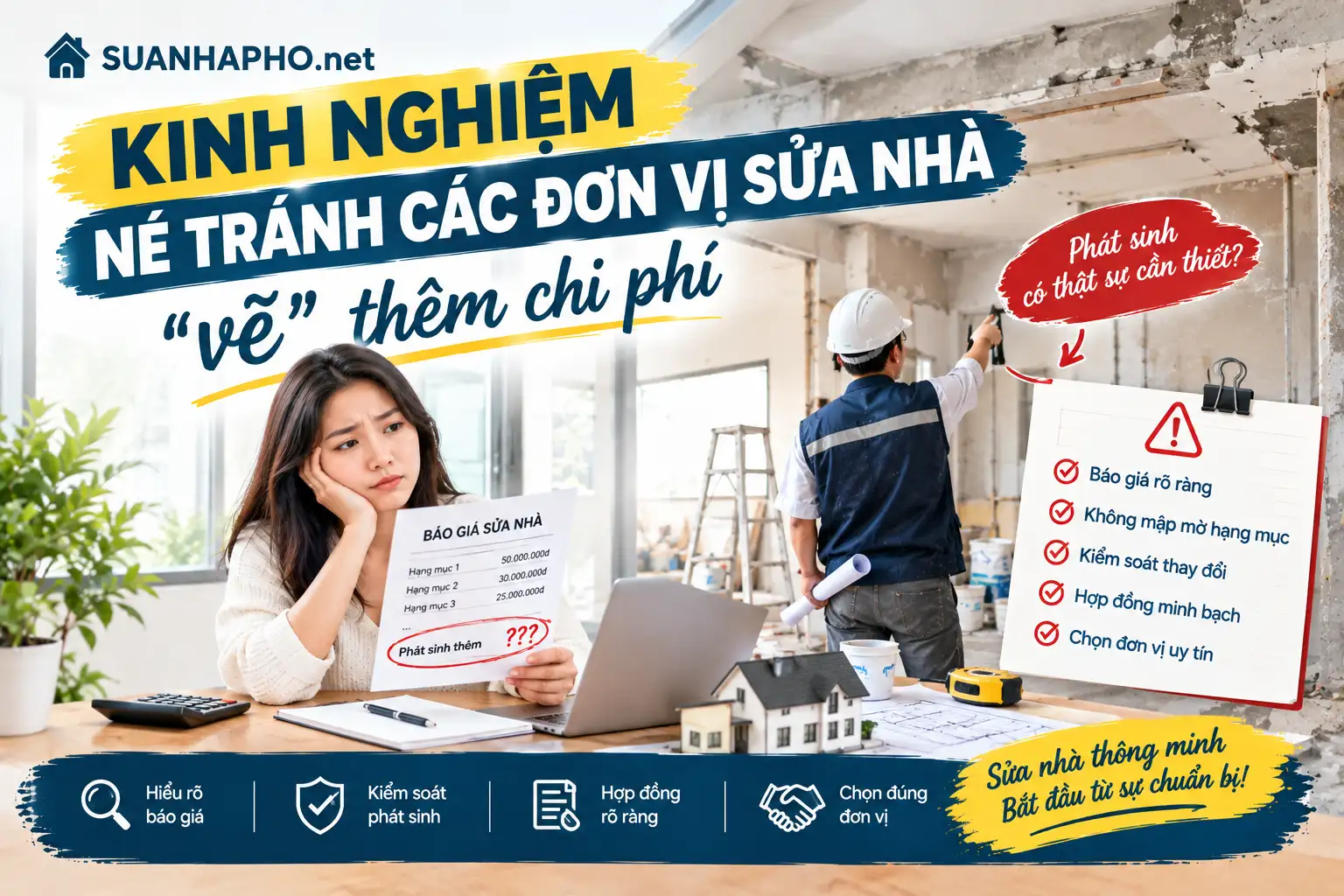 Kinh nghiệm né tránh các đơn vị sửa nhà “vẽ” thêm chi phí