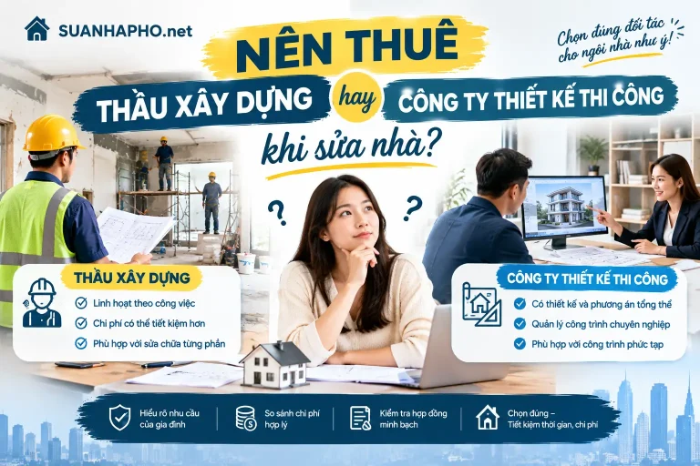 Nên thuê thầu xây dựng hay công ty thiết kế thi công khi sửa nhà?